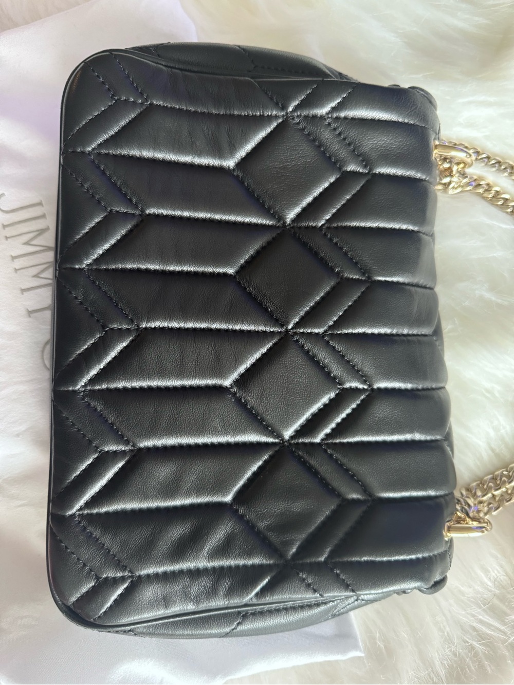 Jimmy Choo Black Quilted Leather Crossbody with Gold JC Logo - Picture 5 of 7
